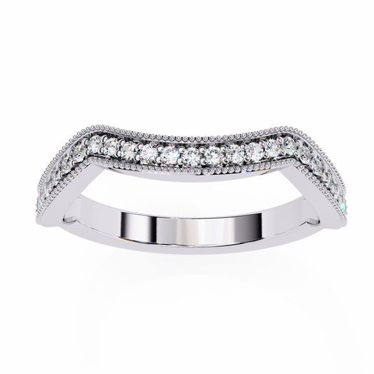 Curved Diamond Wedding Band White Gold