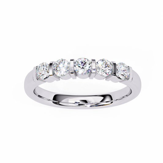 Five Stone Diamond Band White Gold
