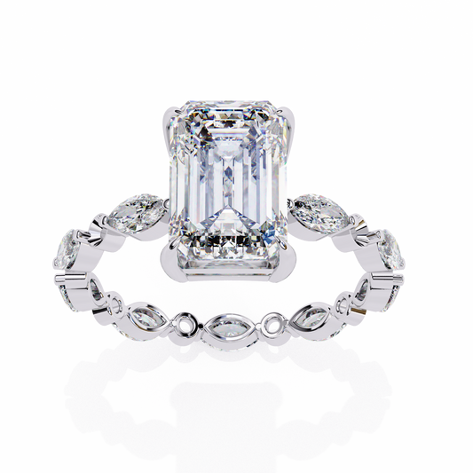 Emerald Cut Diamond Engagement Ring White Gold