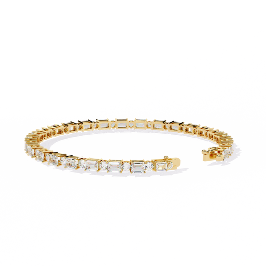 Emerald & Round Diamond Tennis Bracelet
