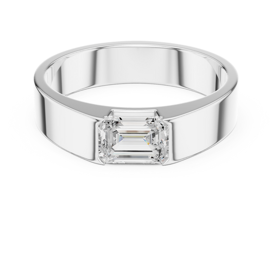 Men’s Emerald Cut Diamond Band Ring White Gold