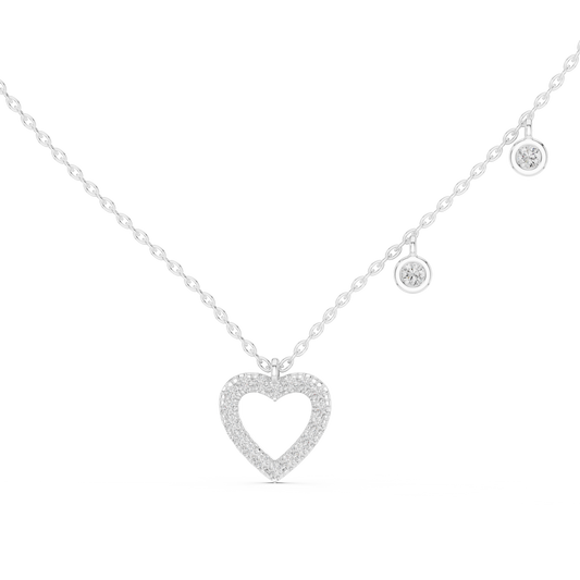 Diamond Heart Charm Necklace White Gold