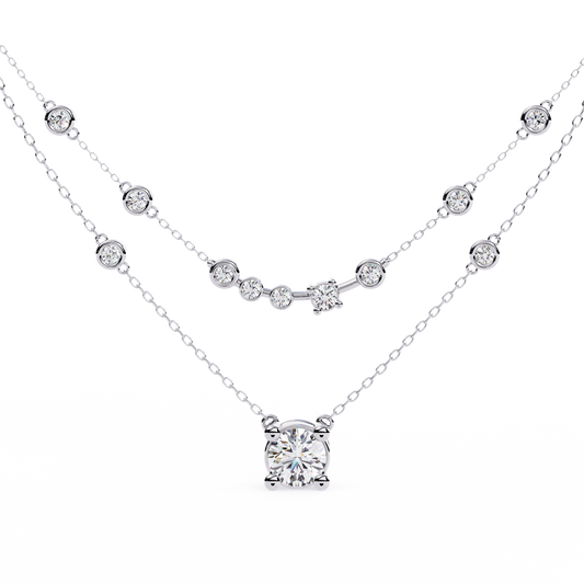 Golden Glow Dual Diamond Necklace
White Gold