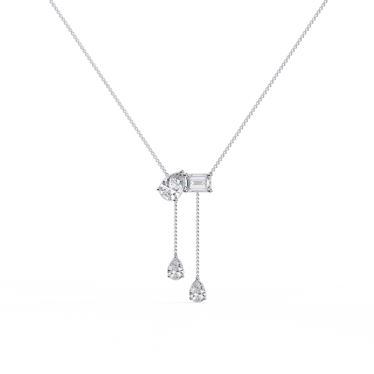 Diamond Cascade Drop Necklace White Gold