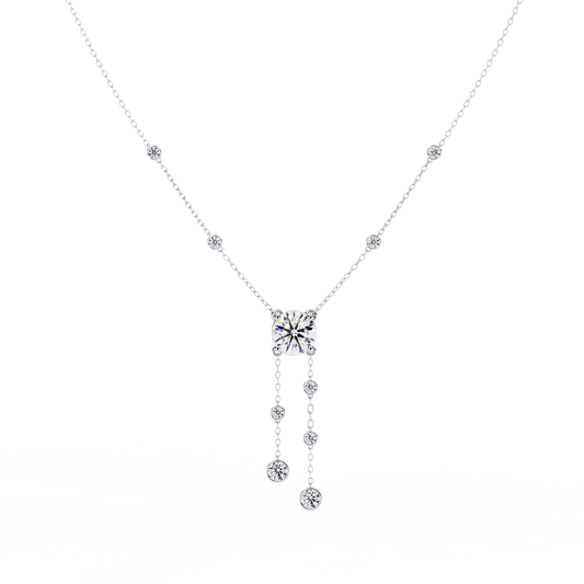 Cascade Drop Necklace White gold