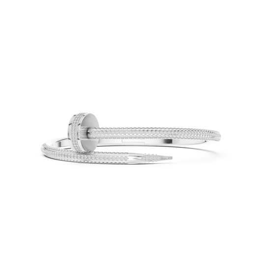 Diamond Nail Wrap Bangle White Gold