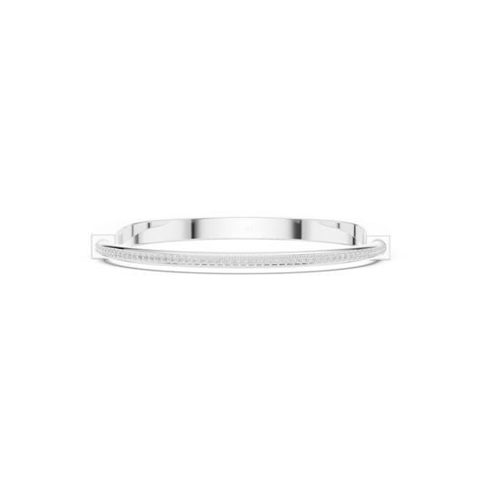 Sleek Diamond Edge Gold Bangle White Gold