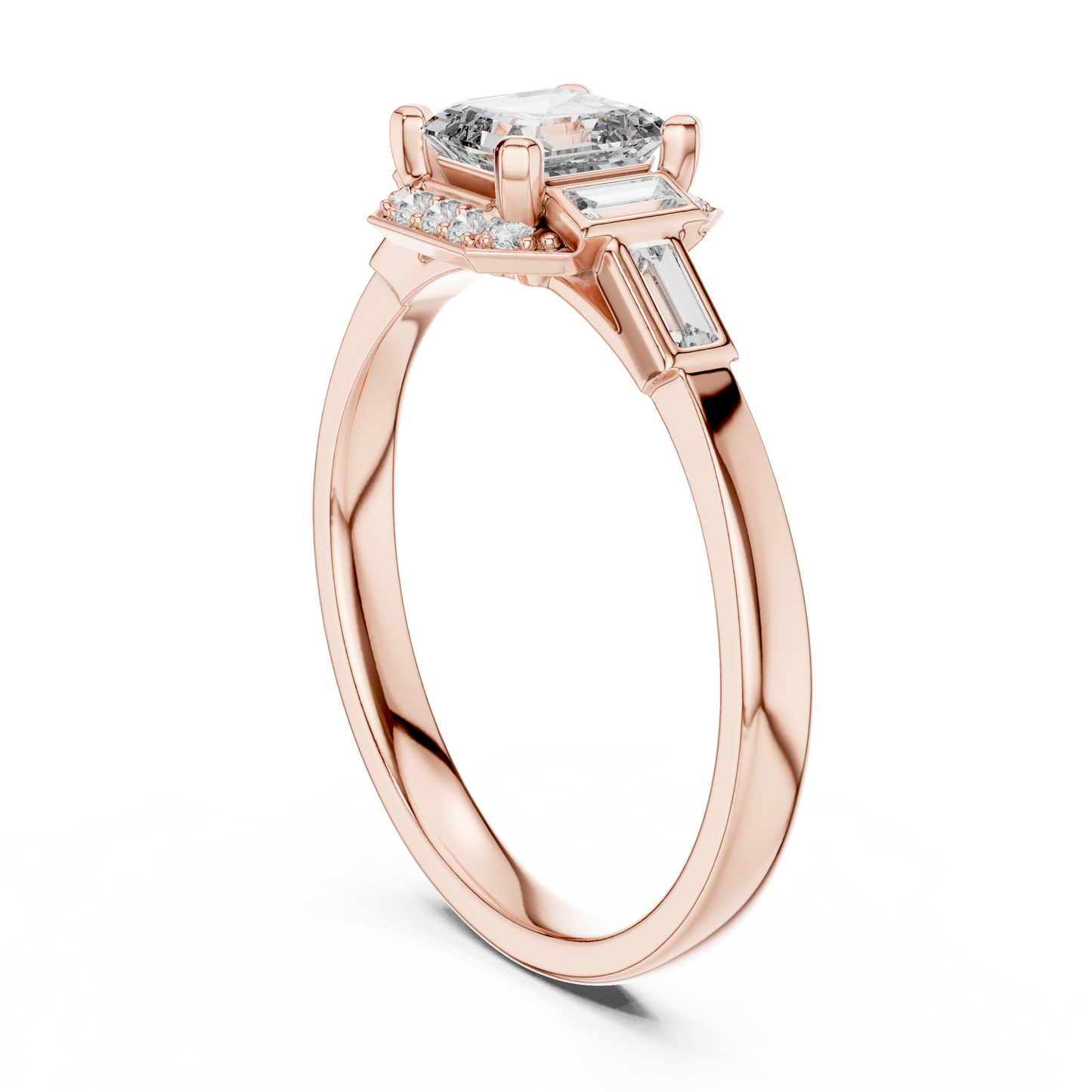 Aurora Trilogy Baguette Halo Ring