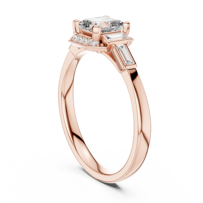 Aurora Trilogy Baguette Halo Ring