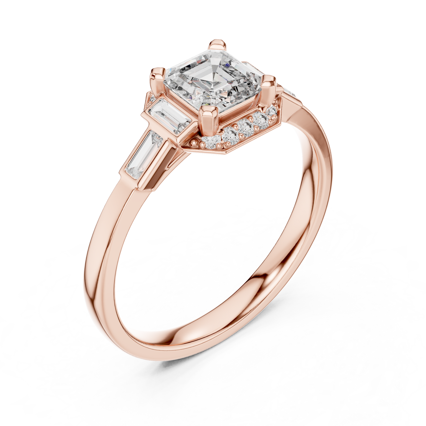 Aurora Trilogy Baguette Halo Ring