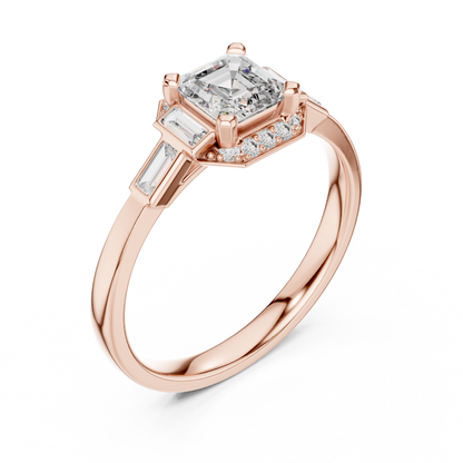 Aurora Trilogy Baguette Halo Ring