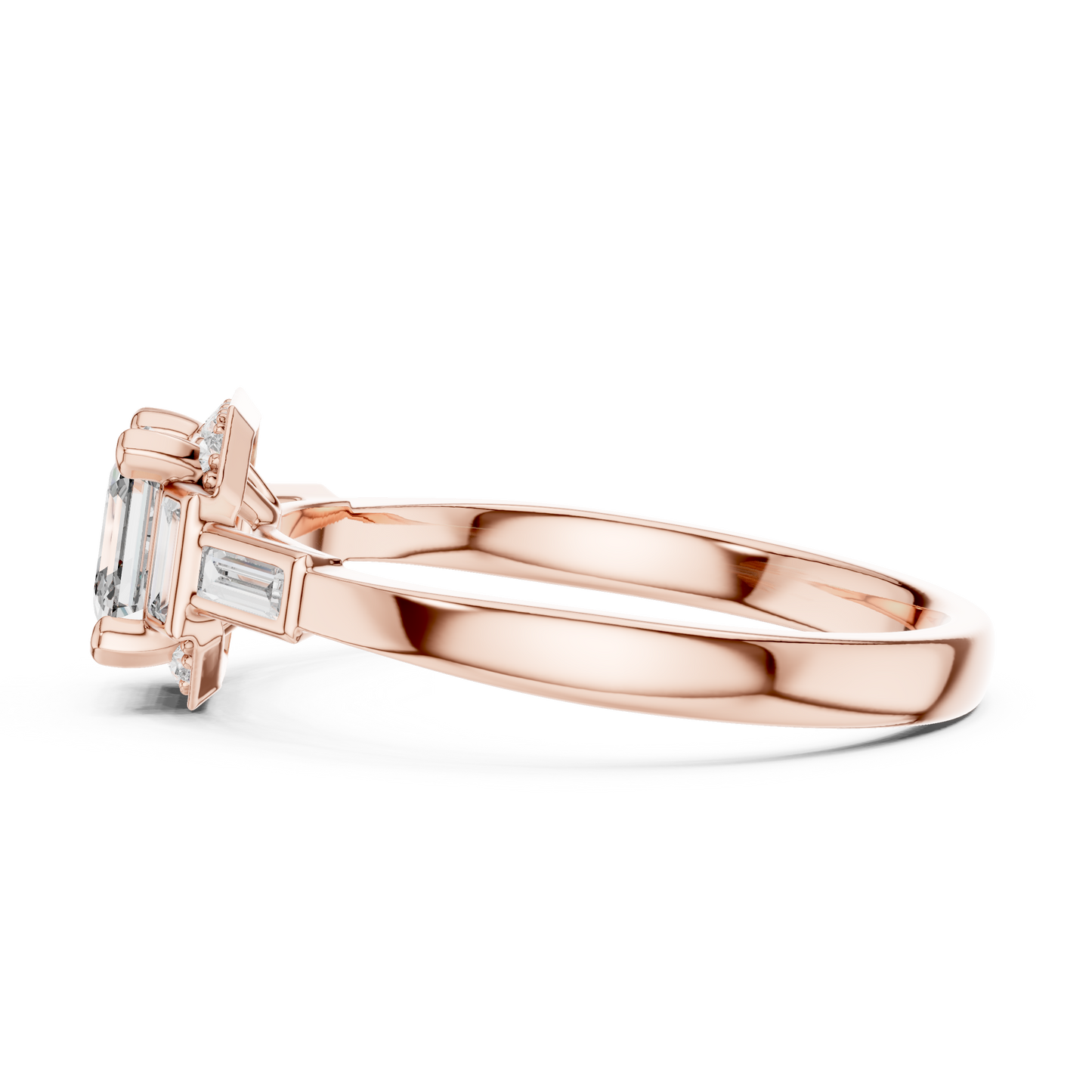 Aurora Trilogy Baguette Halo Ring