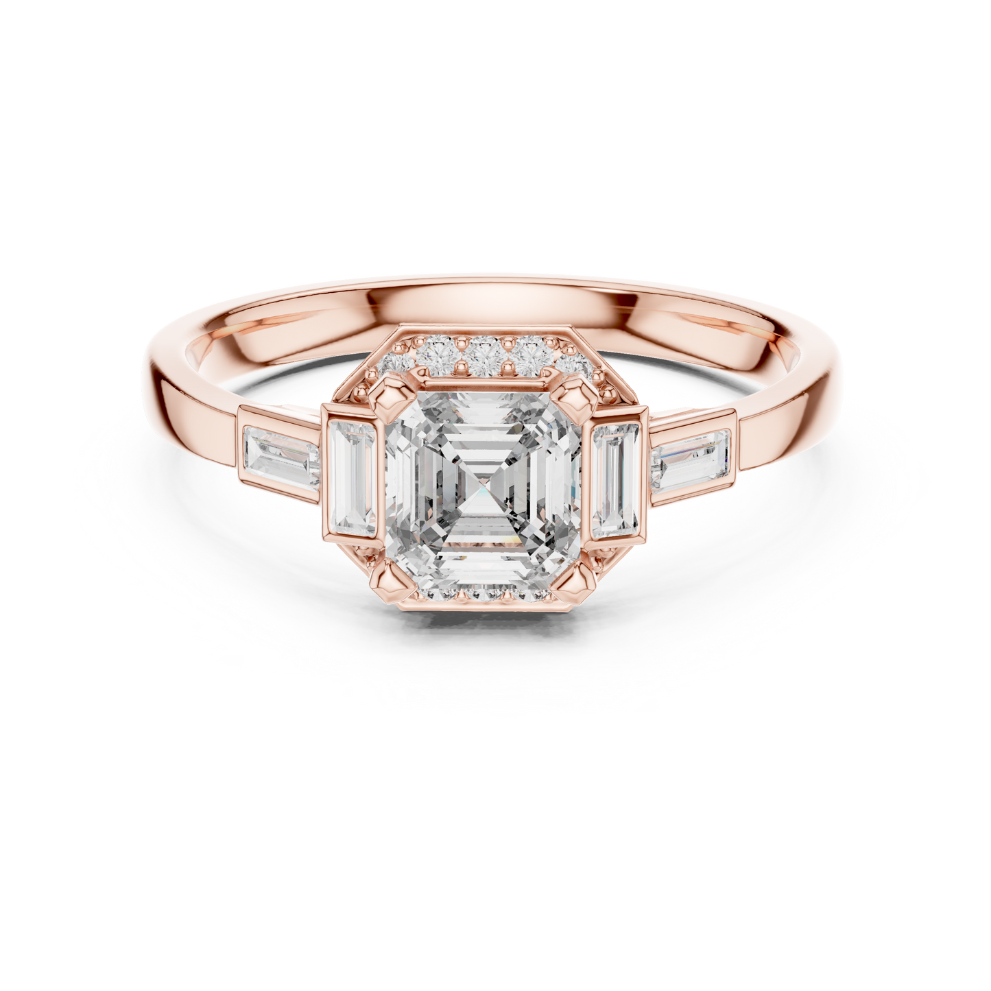Aurora Trilogy Baguette Halo Ring