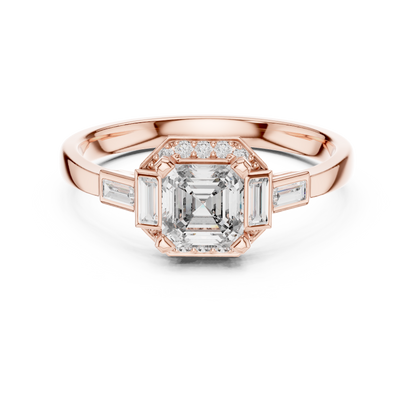 Aurora Trilogy Baguette Halo Ring