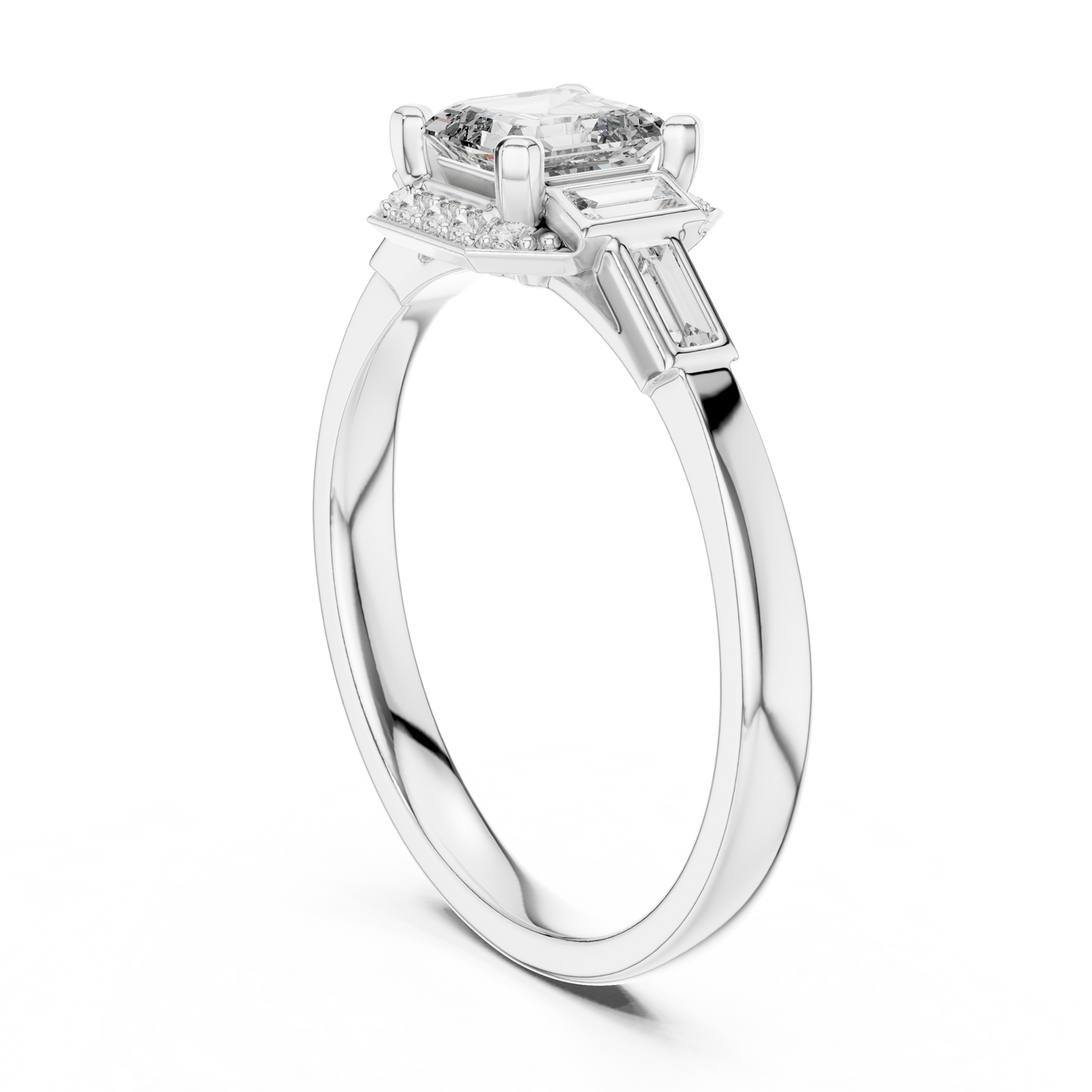 Aurora Trilogy Baguette Halo Ring