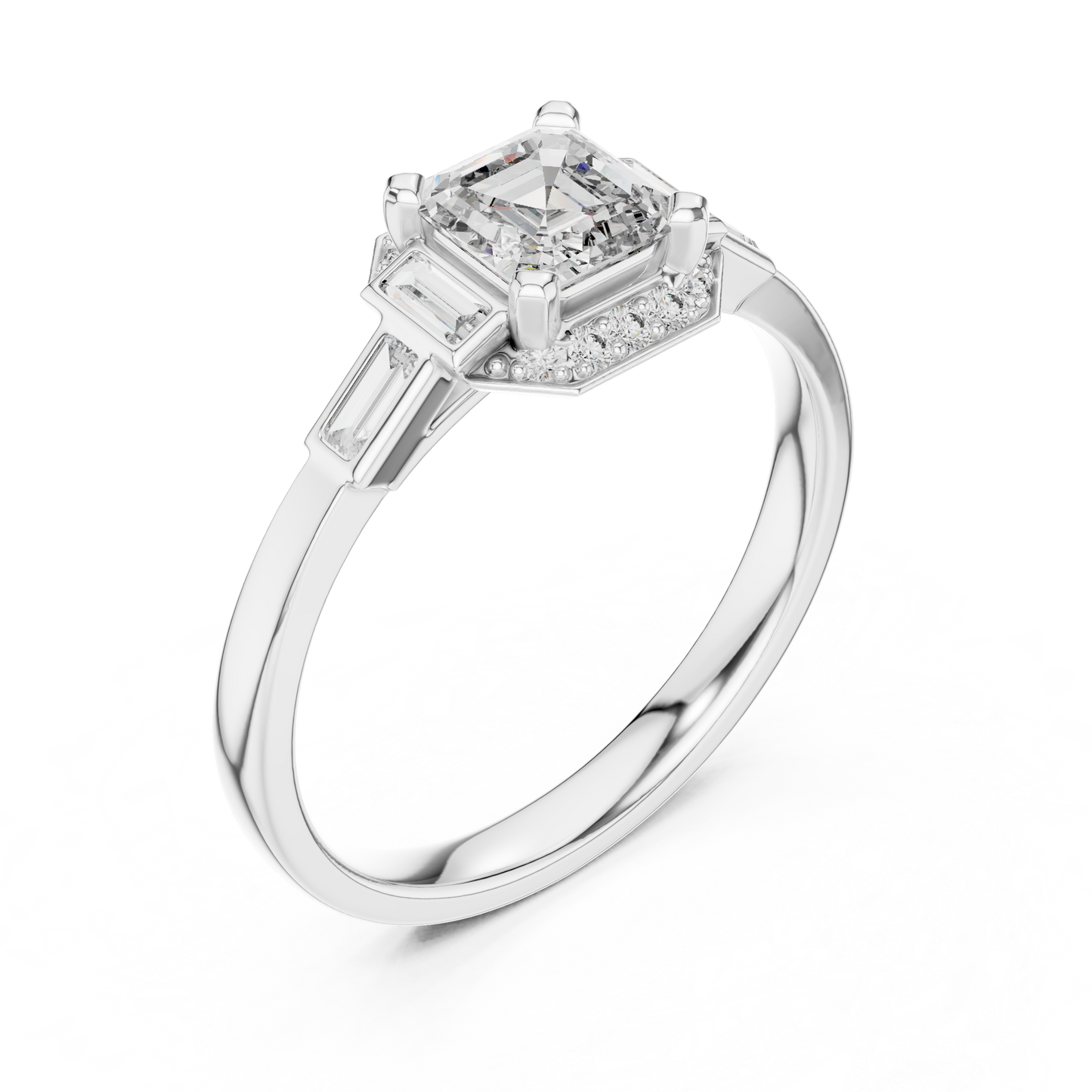 Aurora Trilogy Baguette Halo Ring
