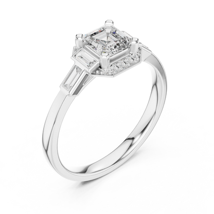 Aurora Trilogy Baguette Halo Ring