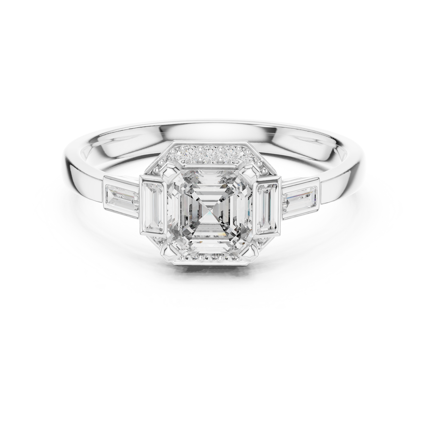 Aurora Trilogy Baguette Halo Ring