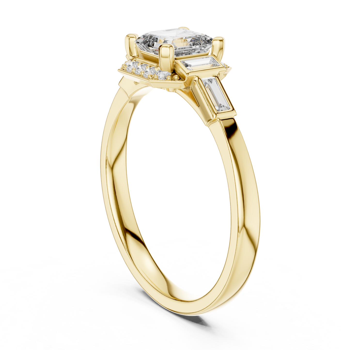 Aurora Trilogy Baguette Halo Ring