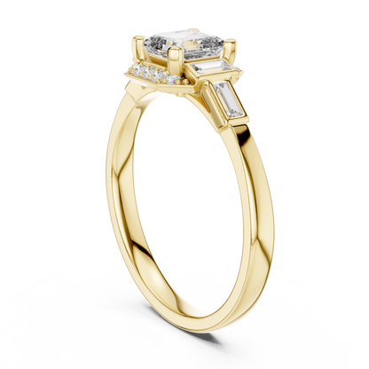 Aurora Trilogy Baguette Halo Ring