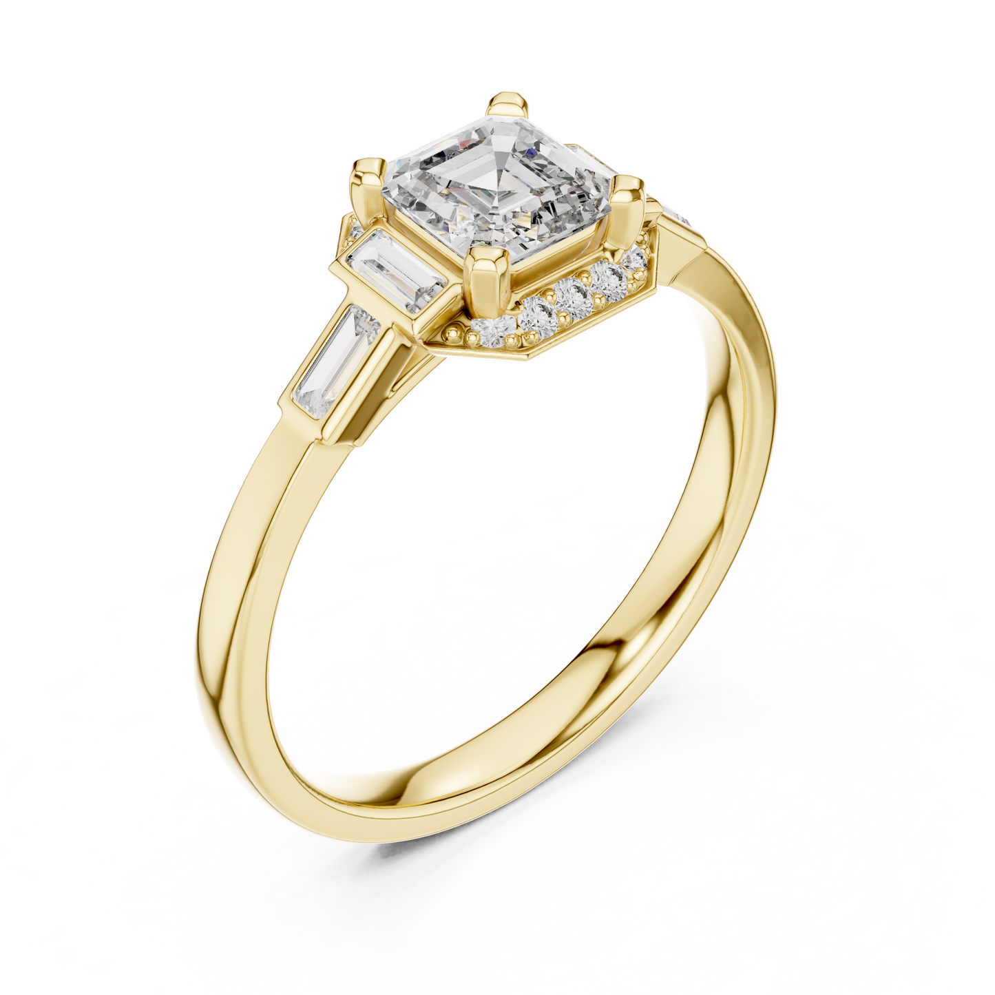 Aurora Trilogy Baguette Halo Ring