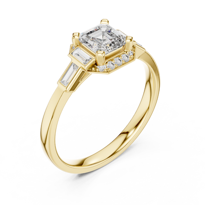 Aurora Trilogy Baguette Halo Ring