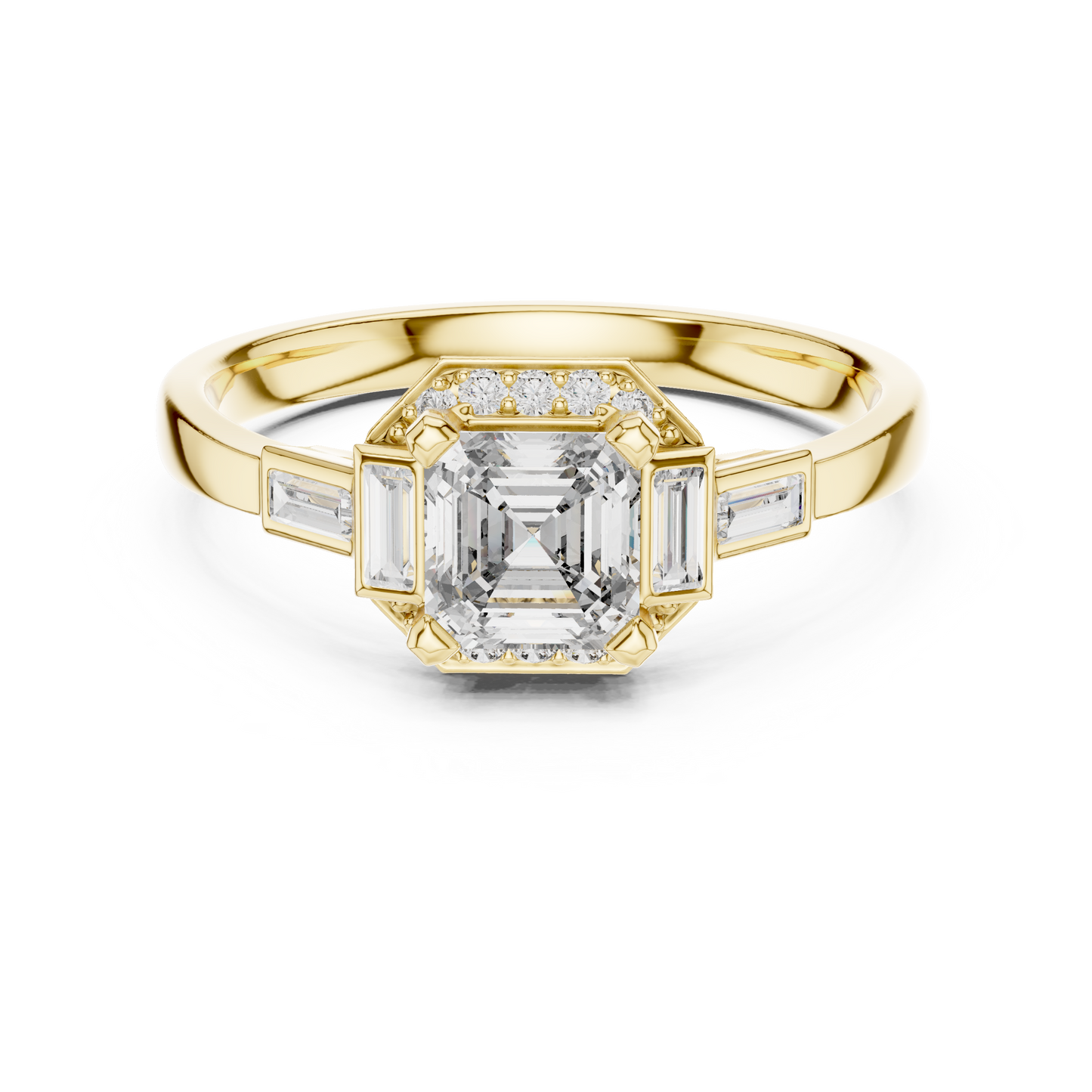Aurora Trilogy Baguette Halo Ring
