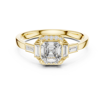 Aurora Trilogy Baguette Halo Ring