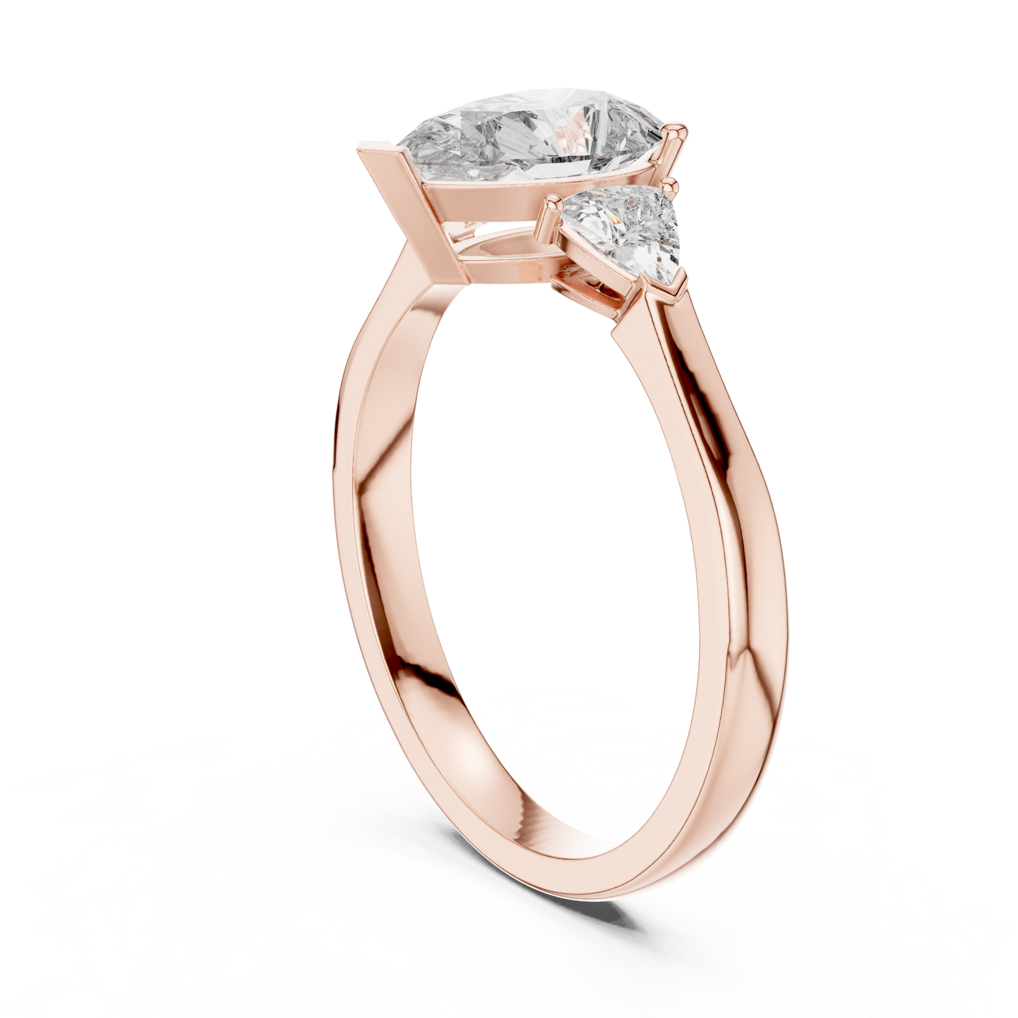 Pear Cut Three-Stone Diamond Ring