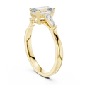 Merald Cut Three-Stone Diamond Ring with Baguettes