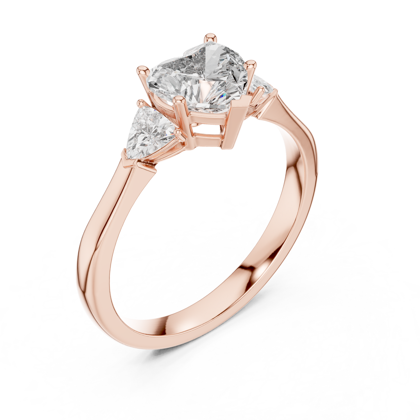 Heart Cut Three-Stone Diamond Ring