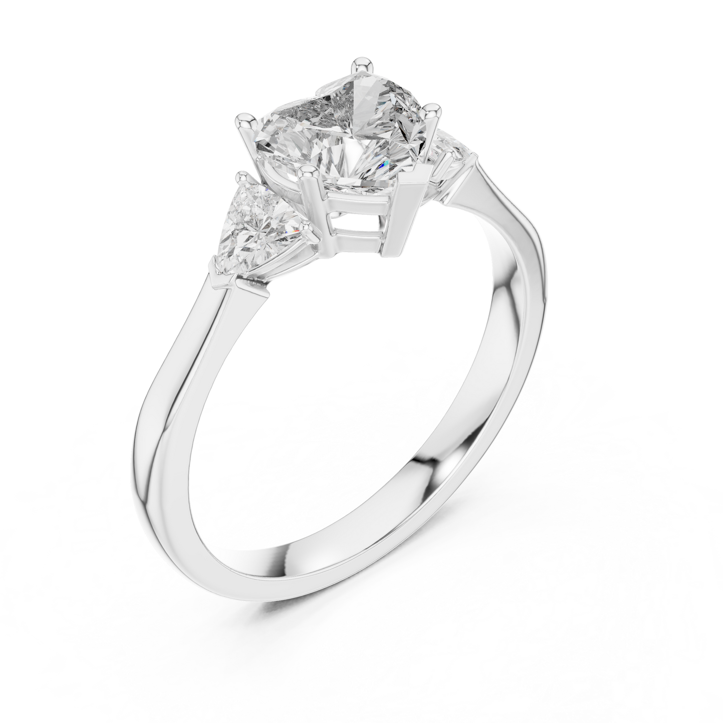 Heart Cut Three-Stone Diamond Ring