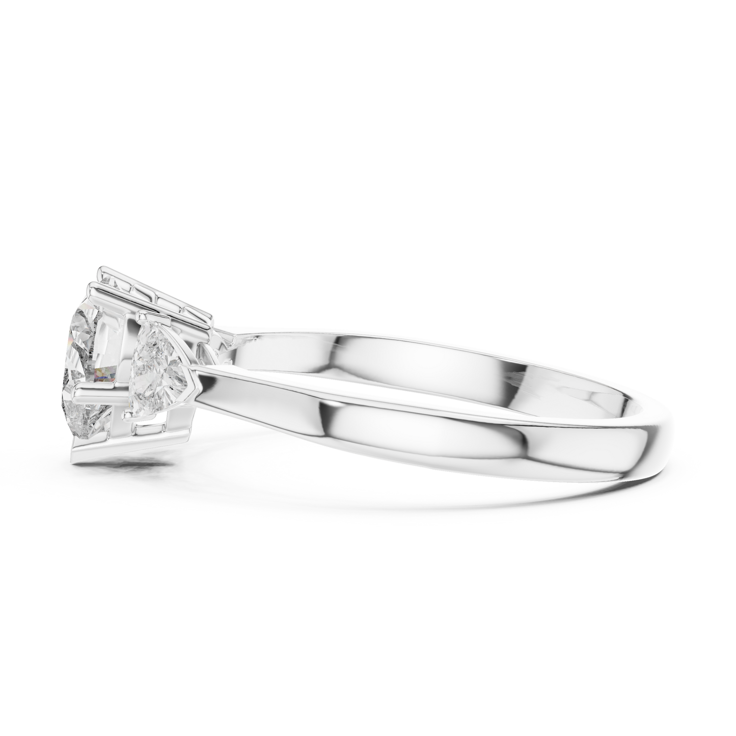 Heart Cut Three-Stone Diamond Ring