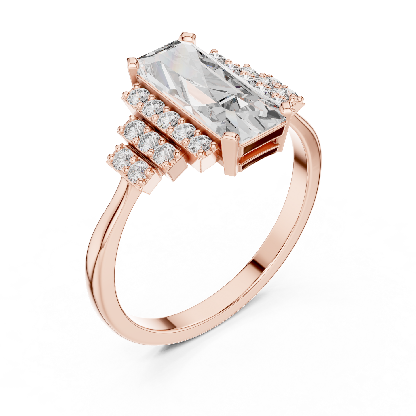 Radiant Steps Emerald Ring