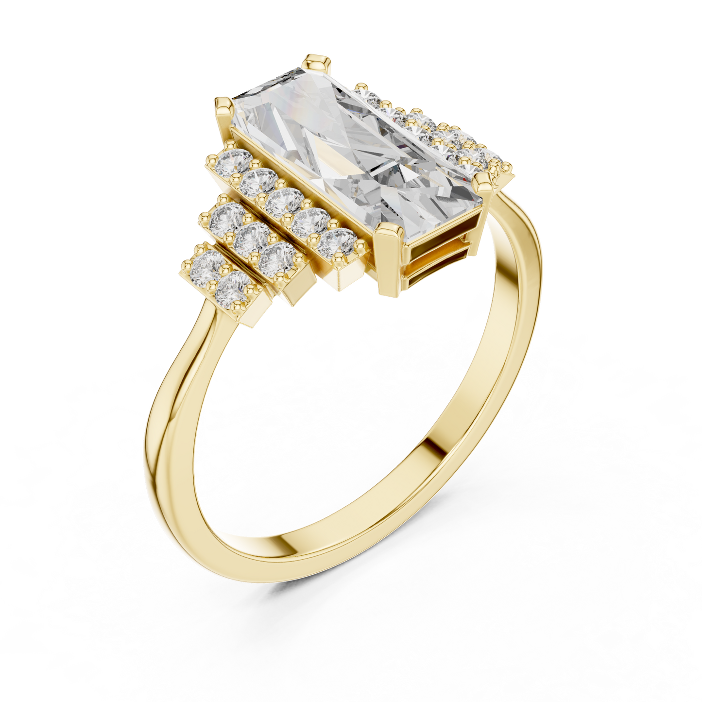 Radiant Steps Emerald Ring