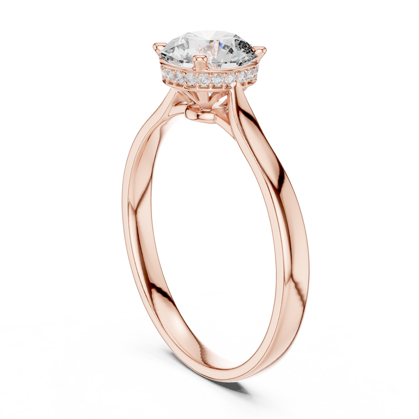 Hidden Halo Solitaire Ring