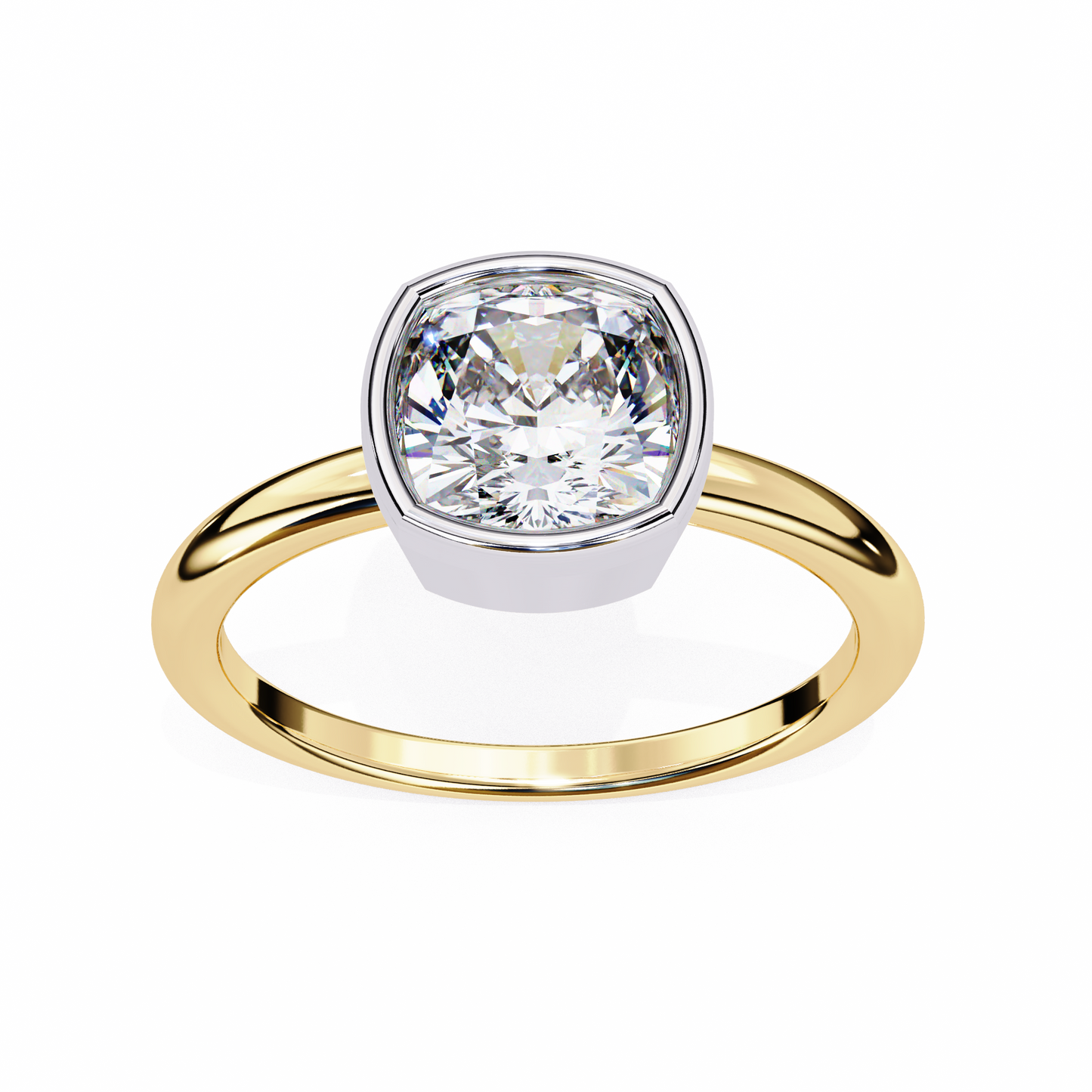 Modern Bezel Solitaire Diamond Ring Yellow Gold 