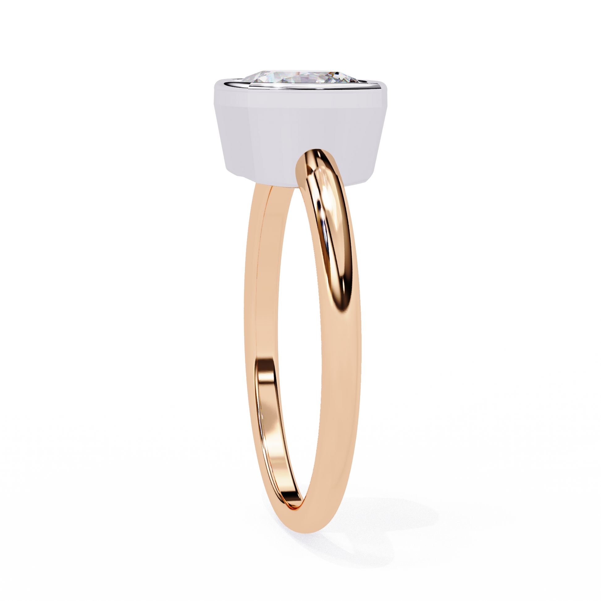 Modern Bezel Solitaire Diamond Ring Rose Gold 