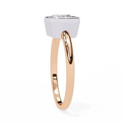 Modern Bezel Solitaire Diamond Ring Rose Gold 
