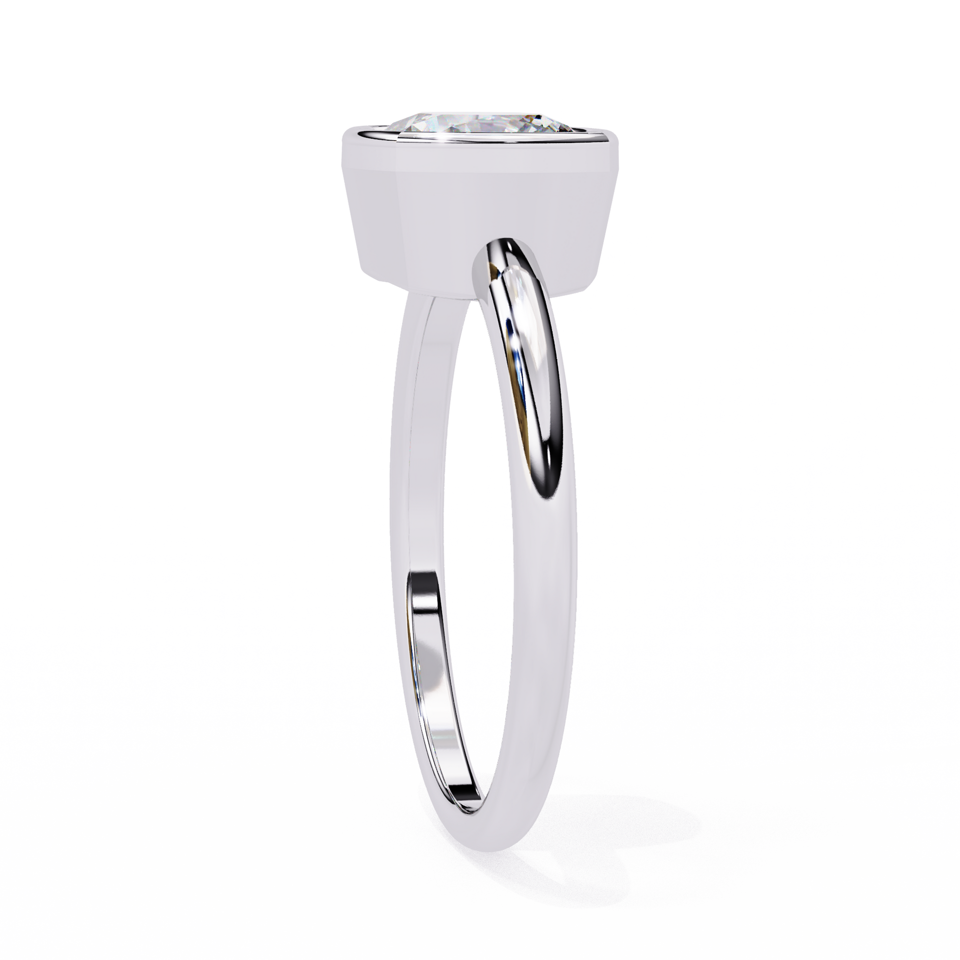 Modern Bezel Solitaire Diamond Ring White Gold 