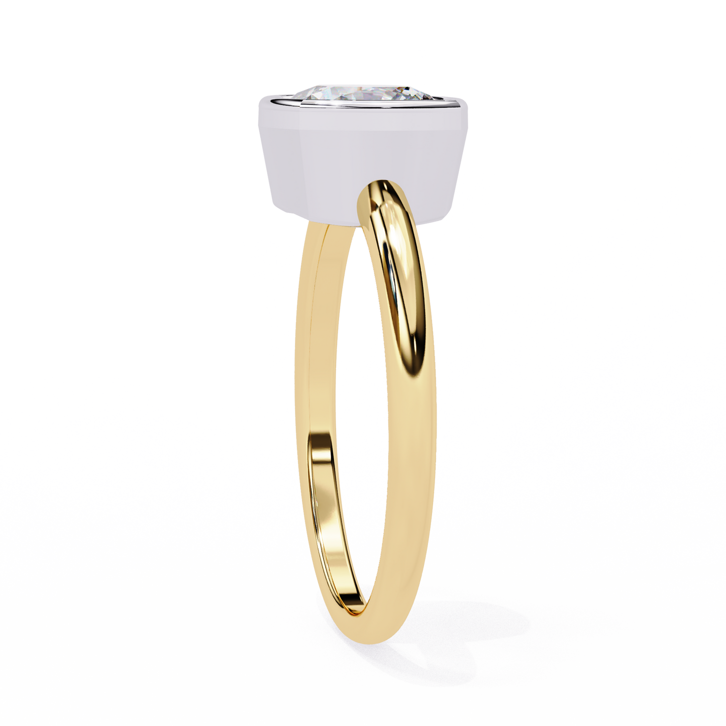 Modern Bezel Solitaire Diamond Ring Yellow Gold 