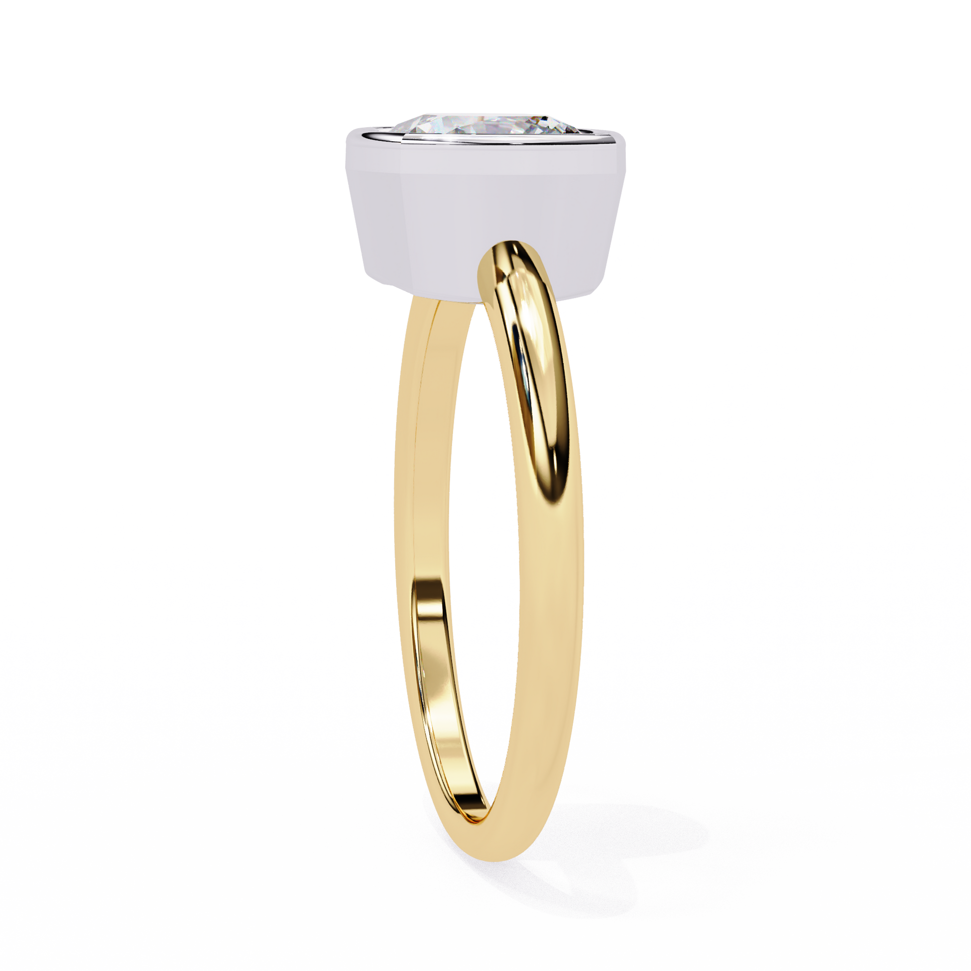 Modern Bezel Solitaire Diamond Ring Yellow Gold 