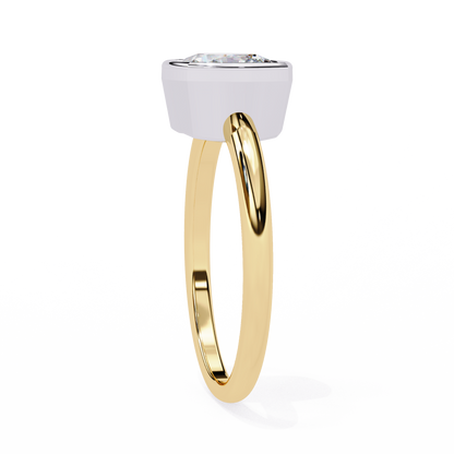 Modern Bezel Solitaire Diamond Ring Yellow Gold 