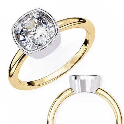 Modern Bezel Solitaire Diamond Ring Yellow Gold 