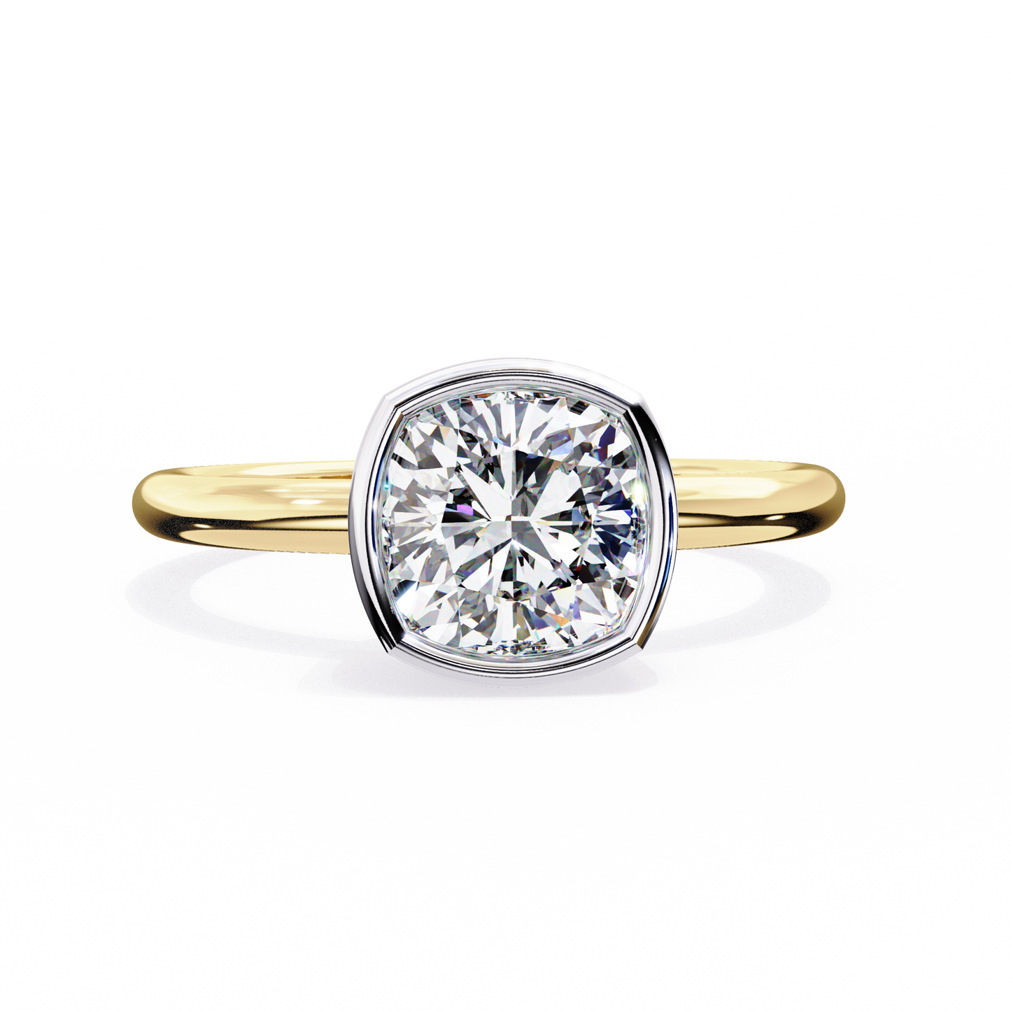 Modern Bezel Solitaire Diamond Ring Yellow Gold 
