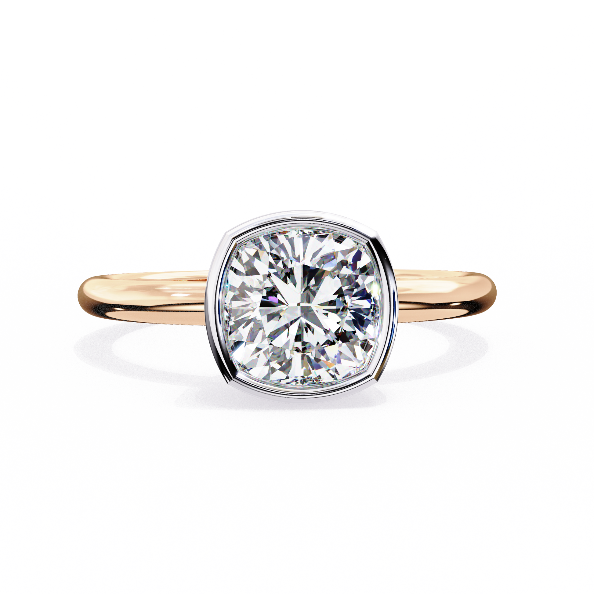 Modern Bezel Solitaire Diamond Ring Rose Gold 
