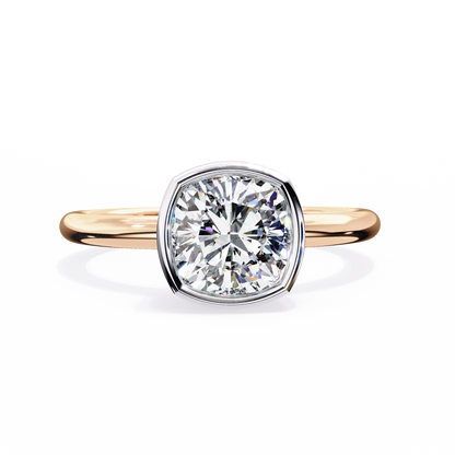 Modern Bezel Solitaire Diamond Ring Rose Gold 