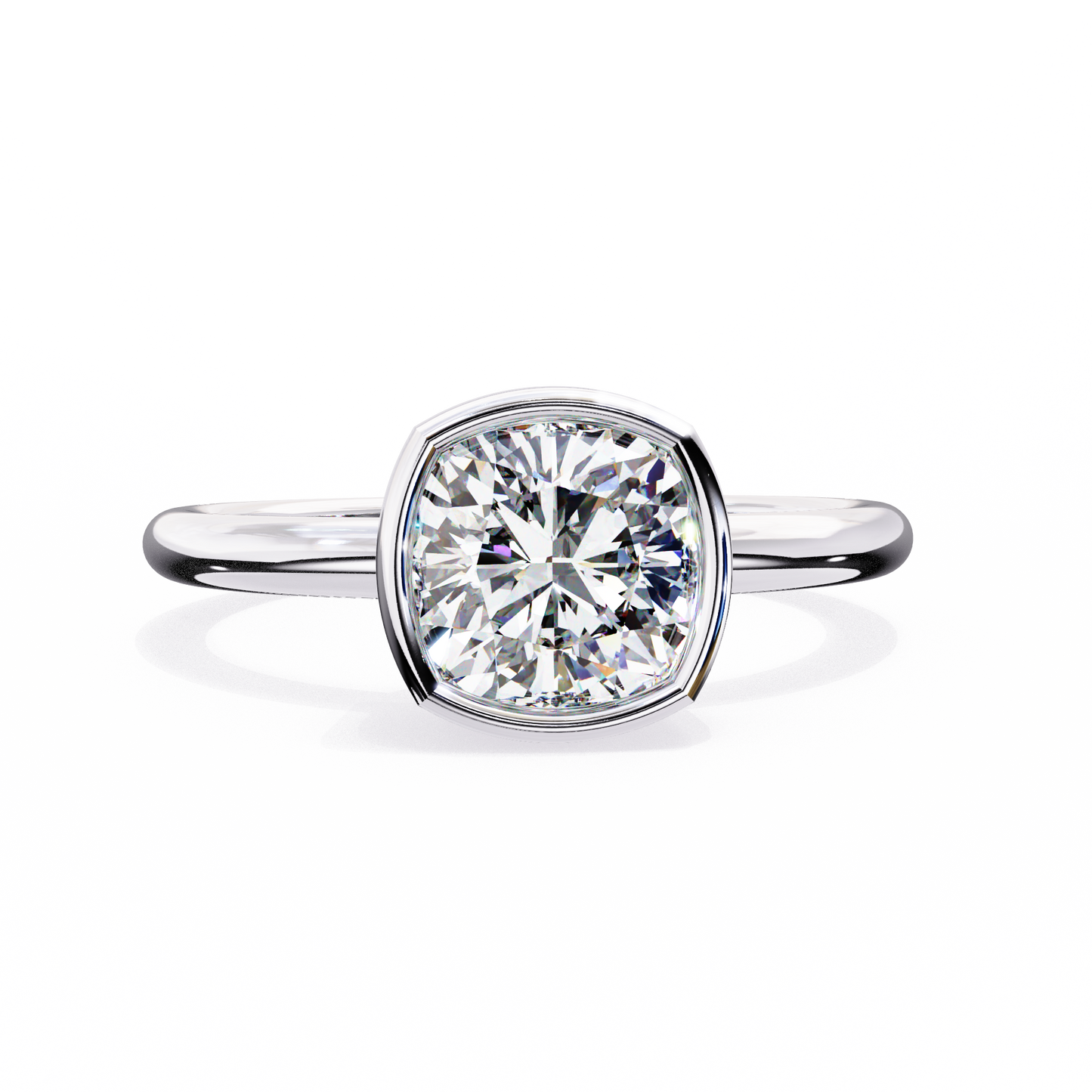 Modern Bezel Solitaire Diamond Ring White Gold 