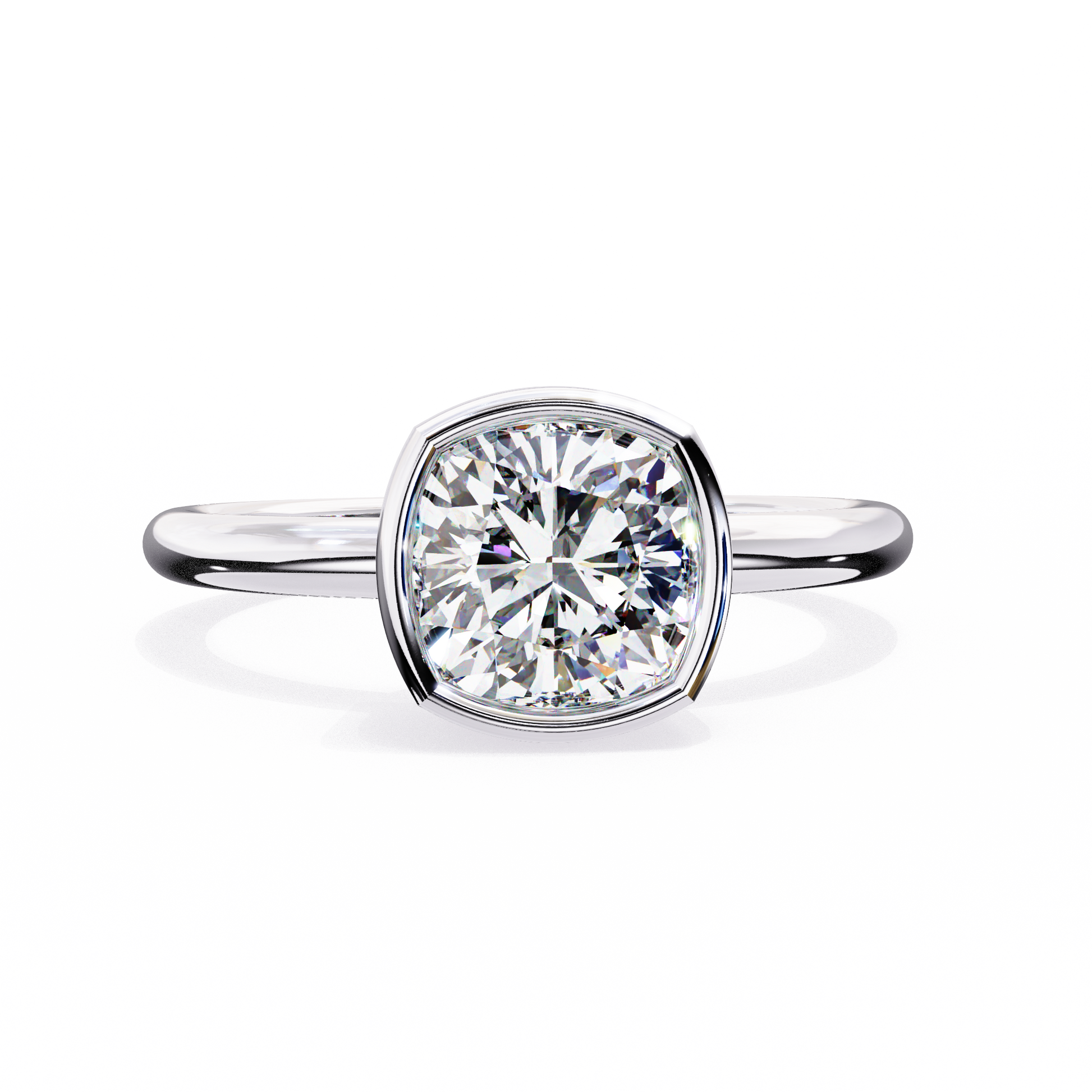 Modern Bezel Solitaire Diamond Ring White Gold 