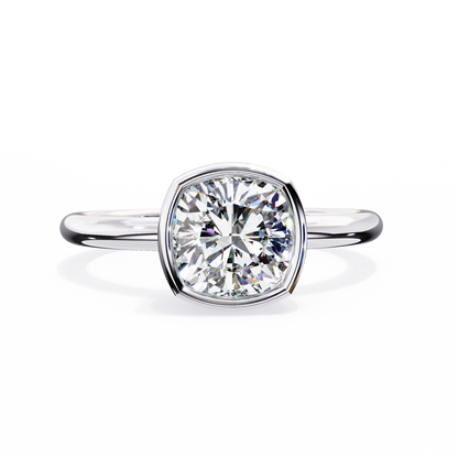 Modern Bezel Solitaire Diamond Ring White Gold 